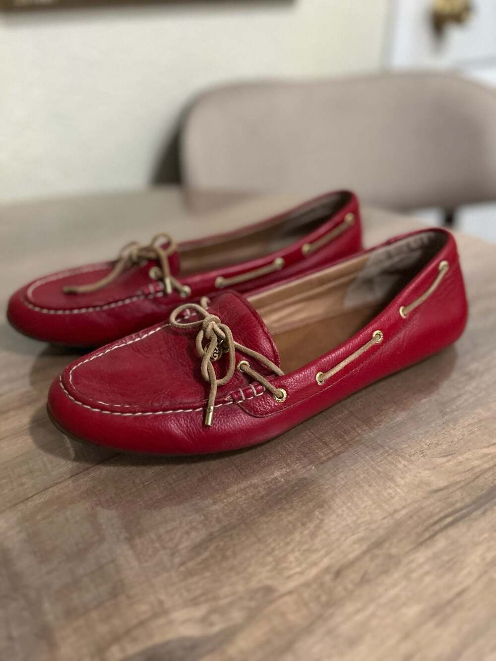 Sperry Women's Red Leather Loafers Moccasins Size 11M